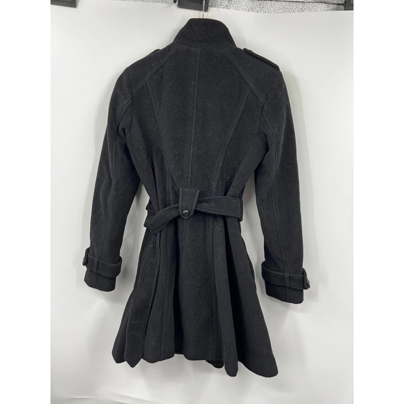 Cole Haan Womens Coat Size 4 Button Front Belted Trench Wool Blend Black - Picture 4 of 6